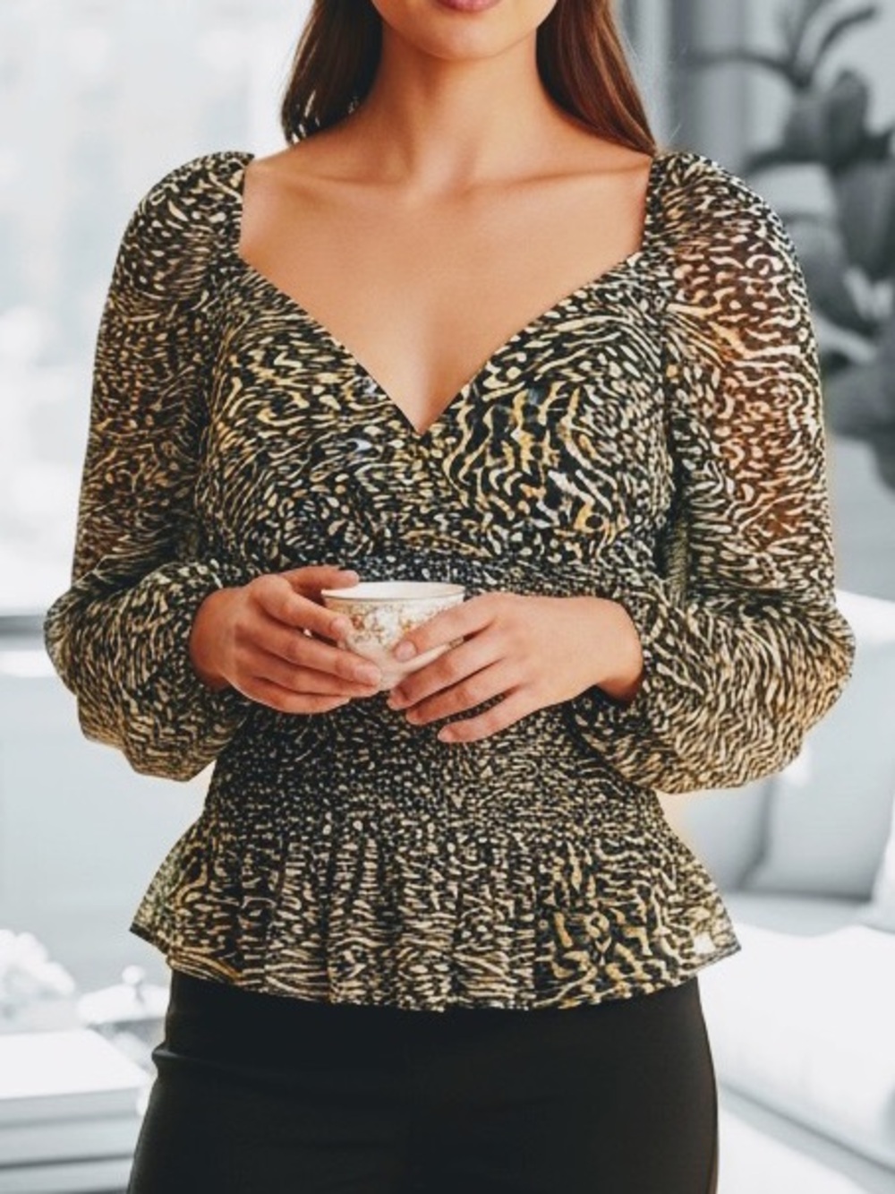 Steve Madden Chiffon Animal Print Top